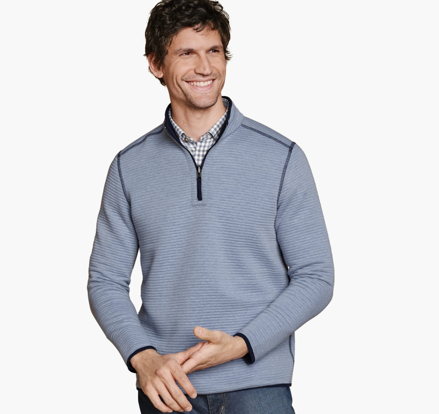 Reversible Channel-Quilted Quarter-Zip 3 Reversible Channel-Quilted Quarter-Zip