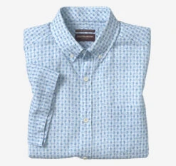 Cotton-Linen Short-Sleeve Print Shirt