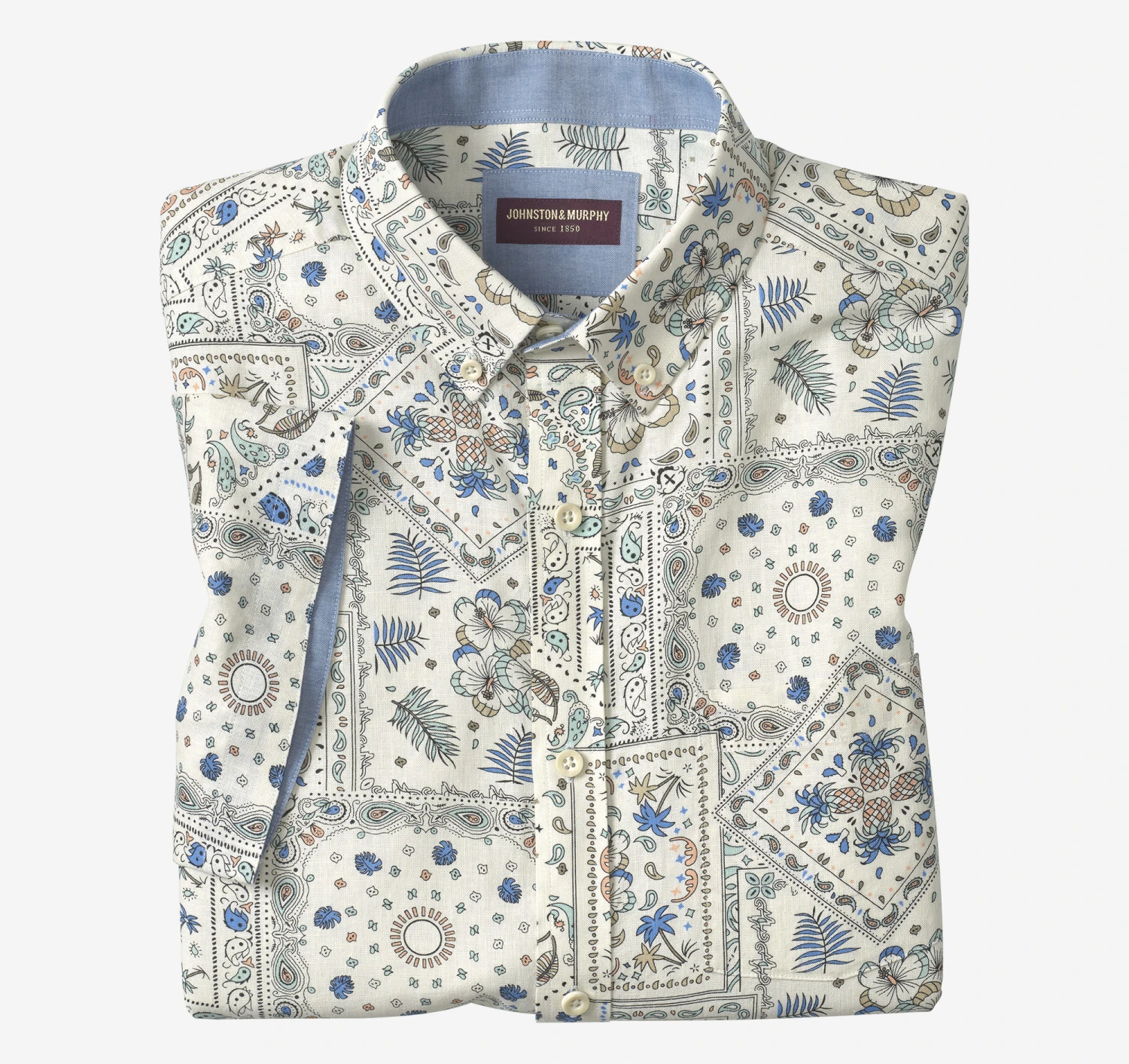 Linen-Blend Short-Sleeve Print Shirt 3 Linen-Blend Short-Sleeve Print Shirt