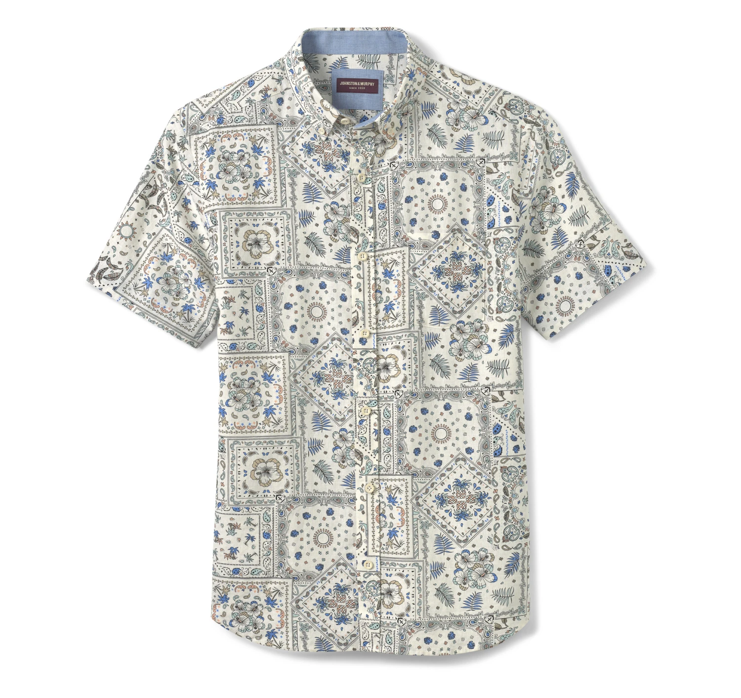 Linen-Blend Short-Sleeve Print Shirt 5 Linen-Blend Short-Sleeve Print Shirt - Image 3