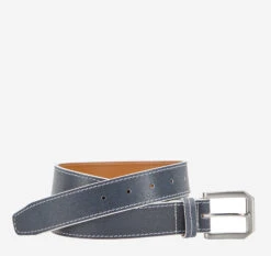 White-Edged Textured Leather Belt