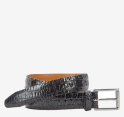 Croc-Embossed Leather Belt